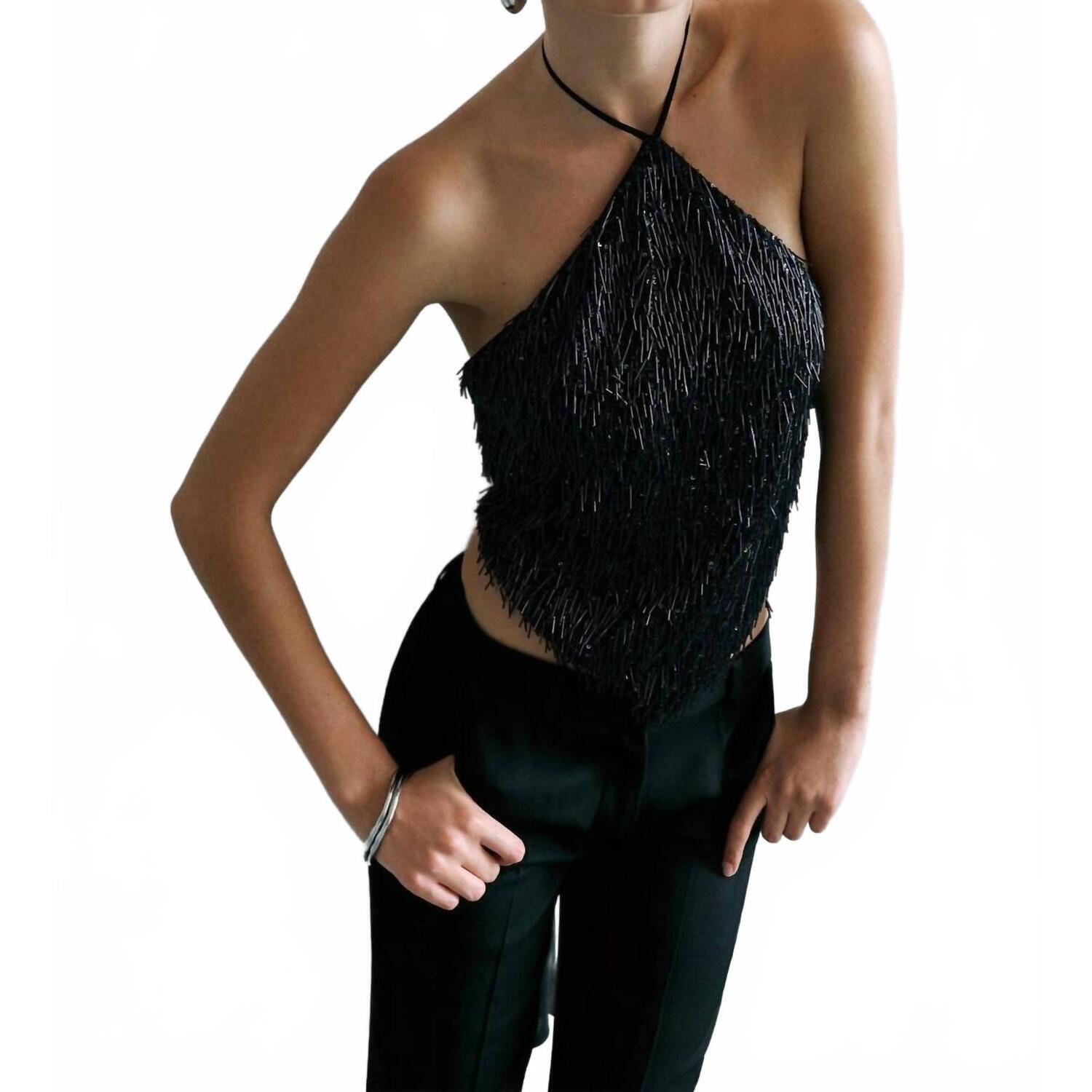 New Ila Alexa Bandana Sequin Top In Black